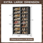 Vipbox Black Shoe Rack Organizer Cabinet for Closet Entryway,Clear Shoe Storage Boxes Stackable Sneaker Storage with Door Easy Assembly Shoe Cabinet with Lids Large 8 Tiers 32 Pairs - size: 8 Tiers 32 Pairs