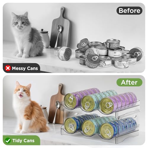 REFLYING Cat Food Can Organizer, Can Organizer for Pantry, Transparent Cat Food Storage Container Holds 36 (3.5oz) Cans, Canned Food Organizer and Storage for Countertop Kitchen Cabinet (2 Layers) - color: 3 Tier-2 Layer