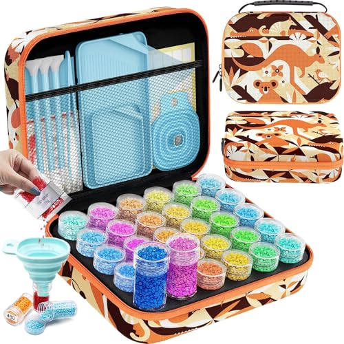 ARTDOT 30 Slots Storage Container for Diamond Art Kits for Adults,Portable Bead Storage Boxes for Diamond Painting Accessories and Tools - color: Orange, size: Small