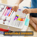 SpaceAid Craft Organizers and Storage - 24 QT Plastic Box Art Supply Storage Organizer Bin with Lid, Removable Trays and Dividers, Clear Container for Art and Craft Supplies,1 Pack