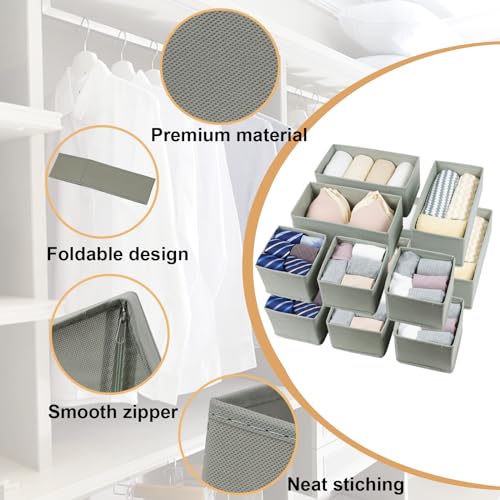 Fordonral Drawer Organizer Clothes, Foldable Fabric Dresser Organizer Closet Organizers and Storage Box for Underwear,Folded Clothes,Baby Clothing,Socks,Bra,Towels,Ties(6M+6S,Gray) - color: Gray, size: 6M+6S