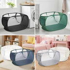 6 Pcs Durable Collapsible Laundry Baskets, Foldable Laundry Basket Large Opening, Pop Up Laundry Hamper with Pocket, Clothes Hamper with Handles for Laundry, Bathroom, Kids Room, Dorm or Trave - color: Gray+Black+Navy+Green+Beige+White