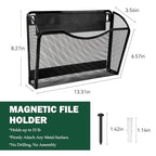 Magnetic File Holder,No Drilling Installation Magnetic File Folder Holder, Magnetic Mail Holder File Organizer for Refrigerat,Whiteboard,Office