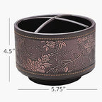 PU Leather Round TV Remote Control Holder for Table,360° Swivel Office Supply Desktop Organizer,4 Compartments Phone/Pen/Pencil Holder,Suitable for Stationery/Heater Controllers Etc (Antique) - color: Antique