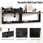 28" Coat Rack Wall Mount with Shelf, Entryway Key Holder Wall Mount Wood Wall Coat Hooks with 7 Hooks 3 Key Hanger, Wall Mounted Coat Rack Mail Holder for Living Room, Bedroom - color: Black, size: 28 inch