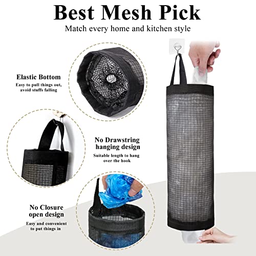 TOGETRUE Plastic Bag Holder, Grocery Bag Holder Mesh Hanging Storage Bag Dispenser (Black 2 Packs) - color: Black 2 Packs