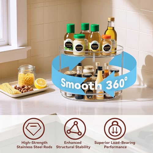 2 Tier Lazy Susan Turntable Organizer 9.25'' Rotating Spice Rack Organization, 1 Pack - size: 1 PACK Transparent