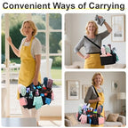 Wearable Large Cleaning Caddy Bag for Housekeeper, Clean Supply Organizer with Adjustable Shoulder, Waist & Handle Straps, Detailing Bag for Kitchen Supplies (Black) - color: Black