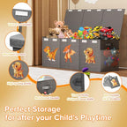 Extra Large Toy Box Chest, Collapsible Sturdy Toy Storage Organizer Boxes Bins Baskets Dinosaur Kids Toy Chest Bin with Lids for Boys Girls Living Room Playroom Bedroom Nursery 41"x14"x16" Gray - color: Grey－3