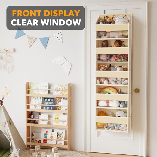 SpaceAid 1 Pack Over The Door Organizer with 5 Large Pockets and 10 Mesh Side Pockets, 5 Layers Door Organizer Hanging with Clear Window for Bedroom, Bathroom, Pantry and Nursery, Beige - color: Beige, size: 1 Pack