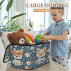 Custom Storage Basket with Name, Personalized Storage Bins with Zipper Lid, Foldable Fabric Storage Box Large capacity with Handle Flower Dog - color: Option 11