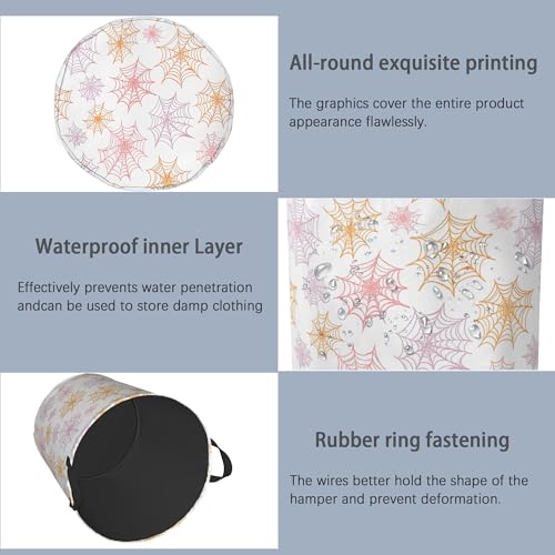Colorful Spider Web Laundry Basket,Halloween Foldable with Handles Tote Bag Oxford Cloth for Bathroom Bedroom Dirty Clothes Storage Bucket 16" x 20.8" - color: Colorful Spider Web Halloween