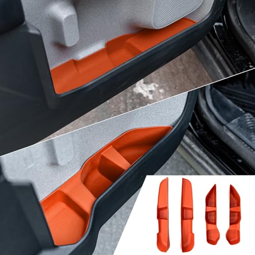 Door Side Storage Tray Compatible with 2022-2025 (No for 2026) Ford Maverick Side Door Storage Box Door Organizer Phone Pocket Silicone Front & Rear 4PCS Maverick Accessories (Original Orange) - color: Original Orange