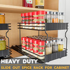 SpaceAid Pull Out Spice Rack Organizer for Cabinet, Heavy Duty Slide Out Seasoning Kitchen Organizer, Cabinet Organizer, with Labels, 8.5" W x10.75 D x8.5 H, 1 Drawer 2-Tier - style: 8.5" W, 2-Tier