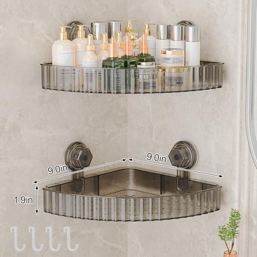 Shower Caddy Suction Cup Bathroom Shower Organizer for Bathroom Storage & Home Decor & Kitchen No Drilling Large Capacity Removable and Reusable Shower Shelves for Inside. (black, corner) - color: Black, size: Corner