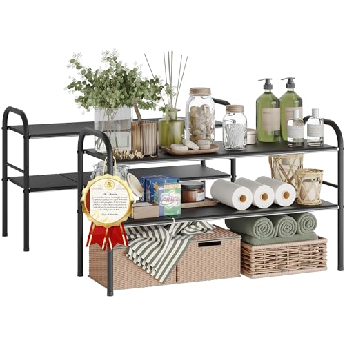 NETEL 2 Pack Under Sink Organizers and Storage,Expandable Under Cabinet Organizer Shelf with 8 Removable Panels,Expandable Shelf for Cupboard,Kitchen,Bathroom,Shoe Storage Rack - size: 8 Panels-2 Pack