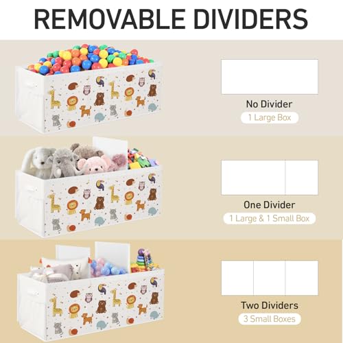 Extra Large Collapsible Toy Box with Lids, Sturdy Storage Organizer for Kids, 38"x16"x13" Toy Chest for Playroom, Nursery, Bedroom, Living Room (Chubby Animals)