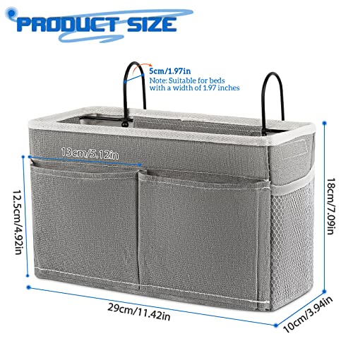 Bedside Hanging Storage Basket Headboards Bunk Beds Dorm Rooms Organizer Caddy for Storage (2Pack Grey) - color: 2Pack Grey