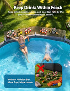 POOLHACKER Poolside Bar Extended for Above-Ground Round Pools, Original Swim-Up Bar Table, Foldable Patio Poolside Table, Weather-Resistant Stable Tabletop, Easy Maintenance, Brown - color: Extended Brown