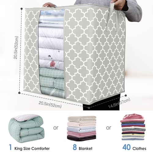 WISELIFE Storage Bags 2 Pack/100L Large Blanket Clothes Organization and Storage Containers for Comforters,Bedding, Foldable Organizer with Reinforced Handle, Clear Window, Sturdy Zippers,Lvory - color: Lvory, size: 2x 100L