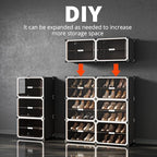 MAGINELS 8-Tier Shoe Rack,Expandable Plastic Shoe Cabinet. Shoe Storage with Door,Entryway, Closets, Hallway, and Bedroom.Accommodates Up to 48 Pairs of Shoes.Grey (3 by 8) - size: 3 by 8 (24 Pairs)