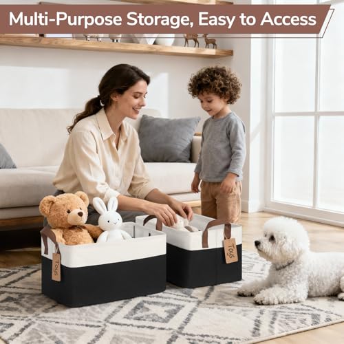 CHICVITA 4 Pack Storage Baskets for Shelves, Foldable Closet Baskets for Organizing, Fabric Storage Bins with Handles, Towel Organizer for Closet, 14.8" x 10.3" x 8.3", Black & White - color: Black & White, size: 20L (14.8"L x 10.3"W x 8.3"H)