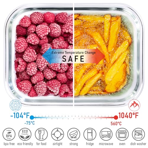Set of 4 Stackable Space-Saving Nesting Glass Containers with Airtight Bamboo Lids - Lunch, Meal & Food Prep - Microwave & Oven Safe BPA Free Durable Heat Resistant Inert Borosilicate Glass - color: 4 Containers with Bamboo Lids