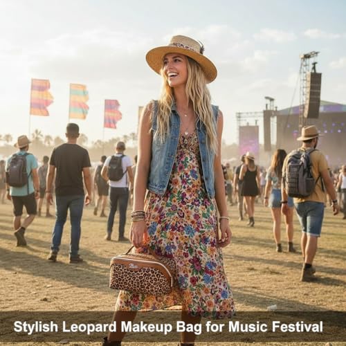 BOYATU Travel Makeup Bag for Women: 3-in-1 Modular Leopard Print Cosmetic Bag Set for 3-15 Day Trips - Waterproof Vegan Leather Toiletry Bag - Perfect for Party/Festival/Night Out - Gift Box - Brown - color: 01-Brown