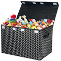 Mayniu Large Toy Box Chest with Lid, Kids Toy Storage Organizer Bins Basket for Living Room, Nursery, Closet, Bedroom, Playroom 25"x13" x16" (Black) - color: Large Black