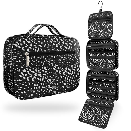 VANDEL Waterproof Hanging Toiletry Bag [TSA-Approved] Hanging Makeup Organizer Bag, Cosmetic Travel Bags for Women, Makeup Case Toiletries Organizer Hygiene Bathroom Shower Caddy - White Leopard - color: White Leopard