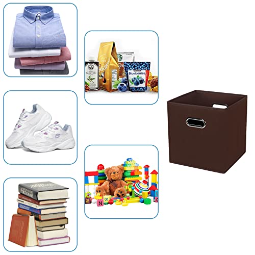 Black Fabric Cubby Storage Bins,13x13x13 Inches ,Cube Organizer Bin Foldable Storage Boxes with Dual Handles Fabric Organizer Box and collapsible Storage basket,Set of 3,Coffee - color: Coffee, size: 3 Pack