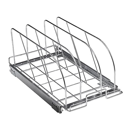 VEVOR Pan and Pot Rack, Expandable Pull Out Under Cabinet Organizer, Cookie Sheet Baking Pans tray Organization, Adjustable Wire Dividers, Steel Lid Holder for Kitchen Cabinet & Pantry Storage, 11.7"W - size: 10 inch, style: Single Tier