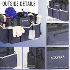 SCAVATA Wearable Caddy Bag, Cleaning Supplies Organizer With Handle & Shoulder Straps for Housekeepers, Under Sink & Car Tool Organizers With 4 Foldable Divider (NavyBlue) - color: NavyBlue