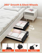 VEVOR Under Bed Storage with Wheels, 30.3 x 18.5 x 6.8 inch, Underbed Containers with Clear Lid, Underbed Shoe Organizer, Rolling Under the Bed Storage Bins for Clothes Shoes Blankets Bedroom, 2 Pack - style: C