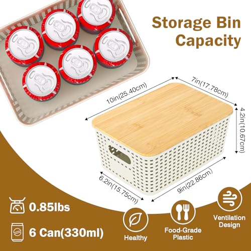 Stackable Storage Basket: Plastic Baskets Bins, Baskets for Organizing, Pantry Decorative Containers for Closets, Cabinets, Shelves(8 Pack, White) - color: White