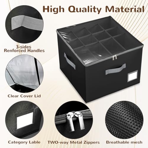 2 Pack Shoe Organizer for Closet, Large Shoe Box Storage Containers,Shoe Storage Box Fits 12-16 Pairs,Fabric Shoe Storage Bins with Clear Cover,Black - color: Black