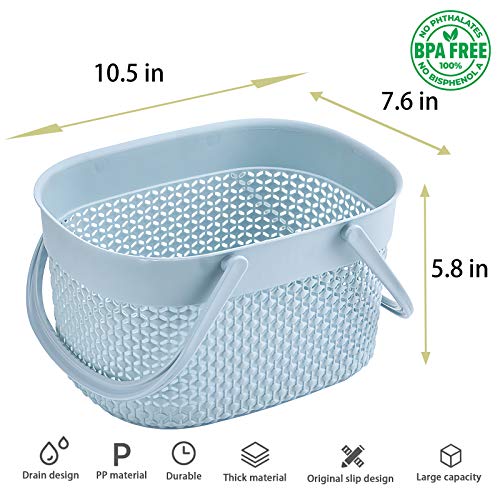 rejomiik Portable Shower Caddy Basket, Plastic Organizer Storage Tote with Handles Toiletry Bag Bin Box for Bathroom, College Dorm Room Essentials, Kitchen, Camp, Gym, Blue - color: Blue, size: 1 pack