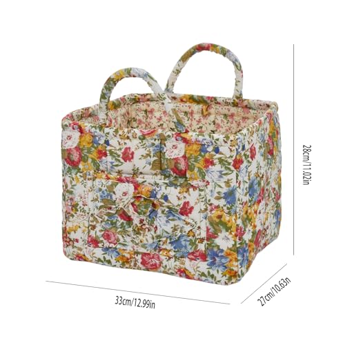 Quilted Laundry Basket with Handles, Aesthetic Collapsible Fabric Storage Basket for Clothes, Diapers & Toys - Multi-Purpose Boho Organizer Tote for Car, Home & Picnic (H) - color: H