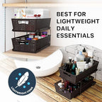 Simple Houseware 2 Tier Bathroom Organizer Tray Pull-Out Sliding Drawer, Under Sink Storage, Brown - color: Brown