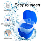 2 Pack Color Retainer Cleaner Case Denture Cups for Soaking Dentures, False Teeth Container Partial Denture Cleaning Case with Lid Travel - Lake Green and Dark Blue - color: Lake Green & Dark Blue