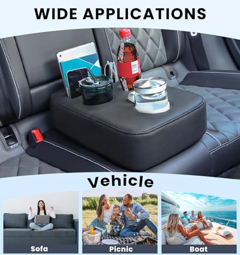 Sinvanho Car Cup Holder, Back Seat Cup Holder for Car, PU Leather Couch Sofa Bed Cup Holder Expander Tray, Boat Tray, Organizer for Trucks, Minivans, SUVs, RVs, Vehicles, Holds Drinks, Remote, Snacks - color: Standard Version