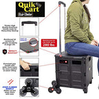 dbest products Quik Cart Elite Stair Climber Wheeled Rolling Crate Teacher Utility With seat Heavy Duty Collapsible Basket With Handle, Black - color: Black, style: Elite Stair Climber