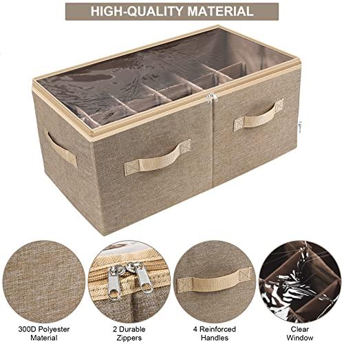 Moteph Shoe Organizer for Closet - Shoe Storage Organizer for Closet Organization with Clear Cover & Adjustable Dividers, Shoe Rack & Basket - (Light Brown, Large - 24 Pairs) - color: Light Brown, size: Large - 24 Pairs