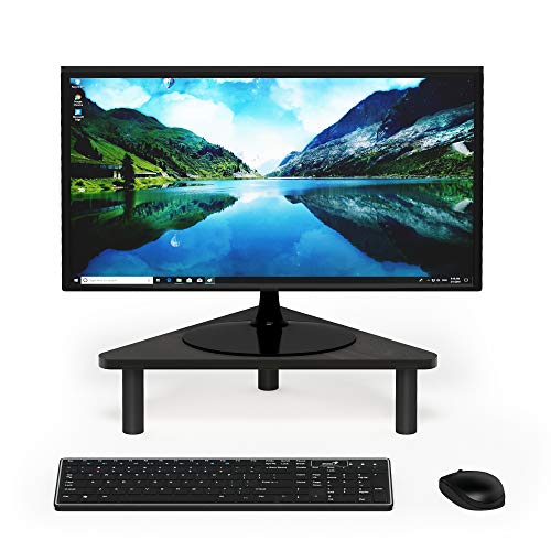 Furinno TURN-N-TUBE Monitor Stand Riser, 19.6" Wide Triangle Corner Monitor Riser, Laptop Stand for Desk, Office Desk Accessories, Desktop Organizers and Accessories, Toolless Assembly, For Study Room, Dorm, Espresso - color: Espresso/Black, size: 19.6"W