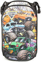 Jay Franco Monster Jam Break Out Pop Up Hamper - Mesh Laundry Basket/Bag with Durable Handles - Features Grave Digger & Megalodon - color: Monster Jam