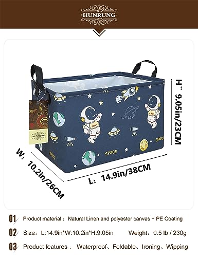 HUNRUNG Rectangle Storage Basket Cute Canvas Organizer Bin for Pet/Children Toys, Books, Clothes Perfect for Rooms/Playroom(Rec-Blue Space Astronaut) - color: Rec-Blue Space Astronaut