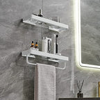 VOLPONE Bathroom Shelves Wall Mounted 2 Tier Glass Floating Shelf - Tempered Glass Wall Organizer (White) - color: White(rectangular)