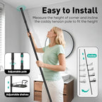 BlumWay Corner Shower Caddy Tension Pole, 4-Tier Adjustable Shower Organizer Shelves, Rustproof Bathroom Shower Organizer Corner Shelf for Bathtub Shampoo Storage, 32 to 116.5 Inch Height
