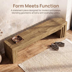 Tribesigns 71'' Extra Long Shoe Storage Bench,Mid-Century Modern Entryway Bench,Indoor Wooden End of Bed Bench for Hallway,Bedroom,Living Room - color: Light Brown