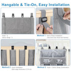 Accmor Changing Table Diaper Organizer, Hanging Diaper Caddy Organizer Stacker for Cribs Changing Table Playard Wall Baby Essentials Storage, Grey - style: Double Enlarged-Grey